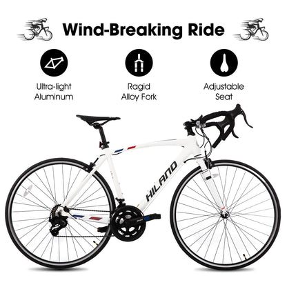 Hiland Road Bike,Shimano 14 Speeds,Light Weight Aluminum Frame,700C Racing Bike for Men
