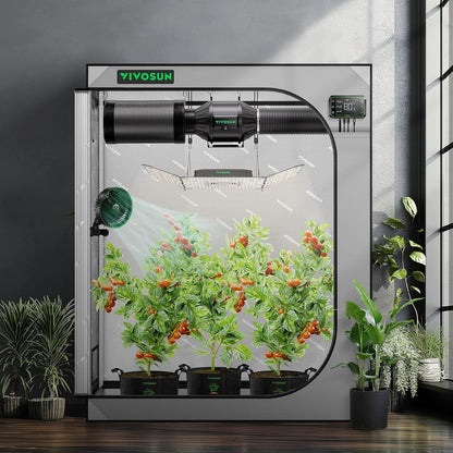 VIVOSUN G336 36"x36"x72" Grow Tent, 3x3 FT Advanced Gray Mylar Tent with 19mm Poles, Observation Window and Floor Tray for Hydroponic Plants for VS2000/VS3000