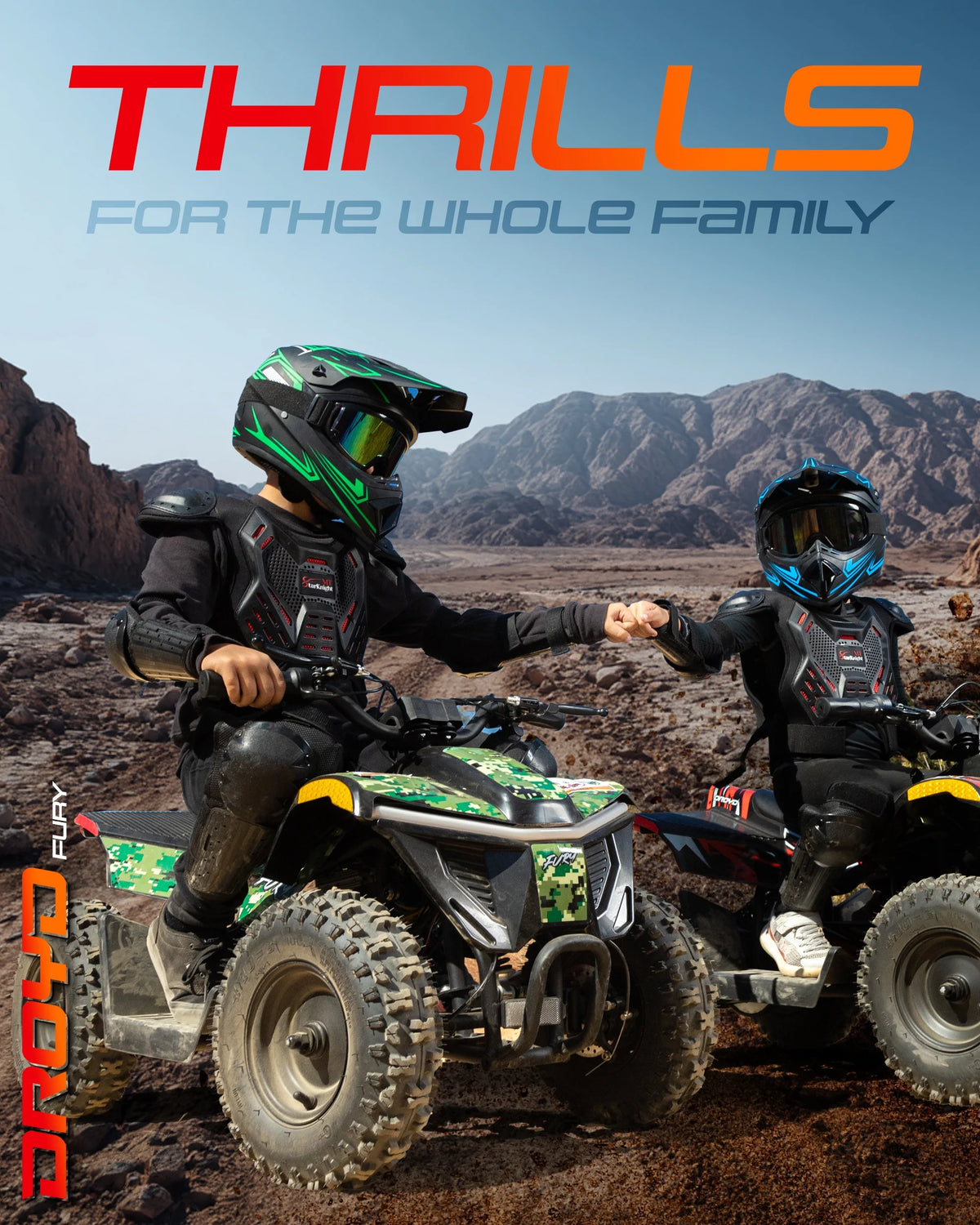 Droyd Fury Electric Youth ATV, 36V 500W Brushless Motor, Dual Suspension, Max Speed 15 mph, Offroad
