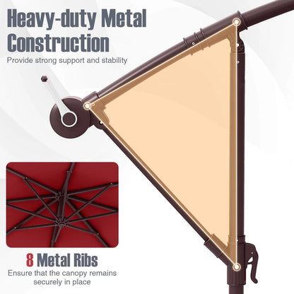 Costway 98.40" Navy Cantilever Patio Umbrella, Base-Included