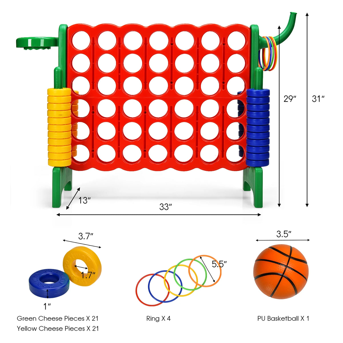 Costway Giant 4 in A Row Jumbo 4-to-Score Game Set W/Storage Carrying Bag for Kids Adult