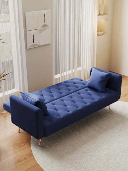 FFH Modern Corduroy Futon Sofa Bed with Adjustable Backrest,Convertible Loveseat Sleeper,Soft Couch with Drop-Down Table and Cup Holder for Living room,Pink