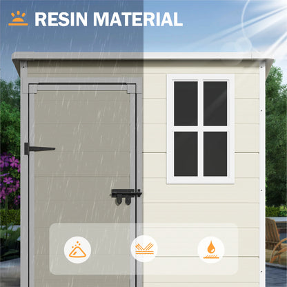 UDPATIO Outdoor Storage Shed 5x3 FT, Resin Garden Shed for Backyard, Patio, Lawn, Grey & White