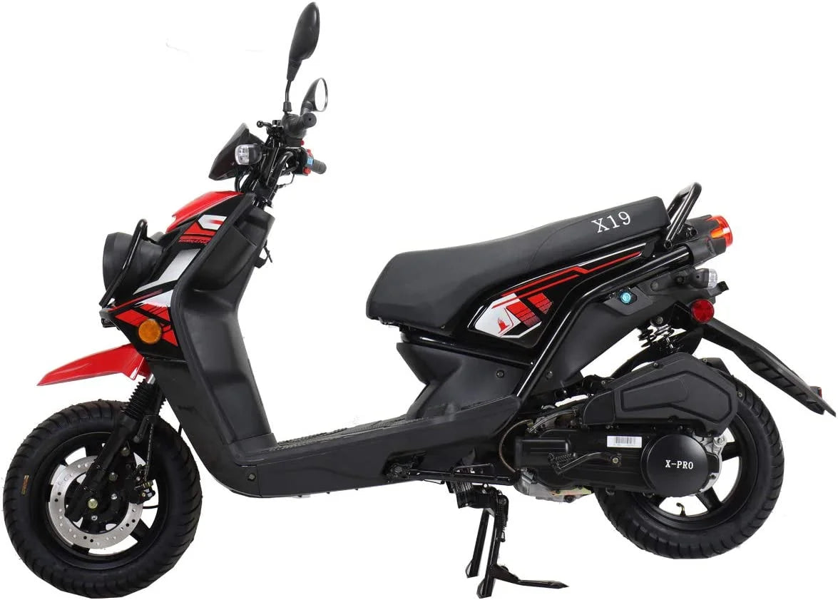 X-Pro Brand New 150cc Gas Moped Motorcycle, 12" Aluminum Wheels Electric/Kick Start Dual Headlights