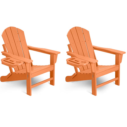 FOOWIN HDPE Plastic Adirondack Chairs Set of 4, Black