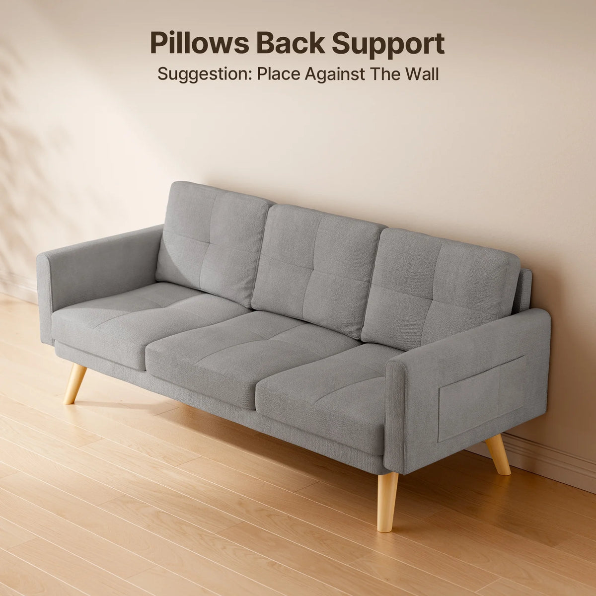 Lofka Sofa Couch with Large Storage Pockets and Soft Seats,Modern Loveseat Sofa for Apartment, Office, Bedroom,Deep Gray