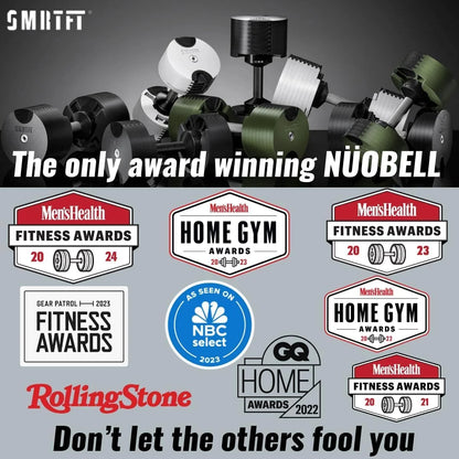 SMRTFT NUOBELL - All-in-One, Durable, Adjustable Dumbbells, Black, 5-80 lb