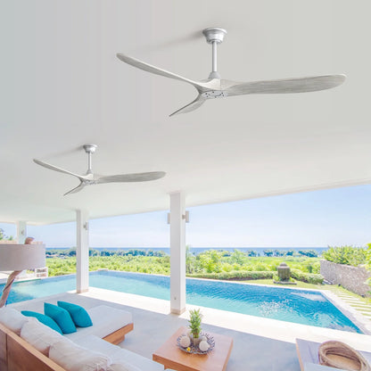 Sofucor 60" Modern Ceiling Fans No Light With Remote Control For Living Room Porch