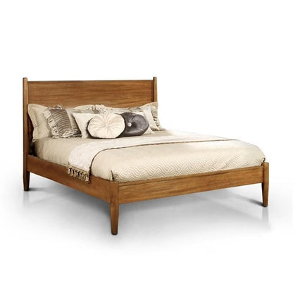 Allora Mid-Century Solid Wood Queen Platform Bed in Oak