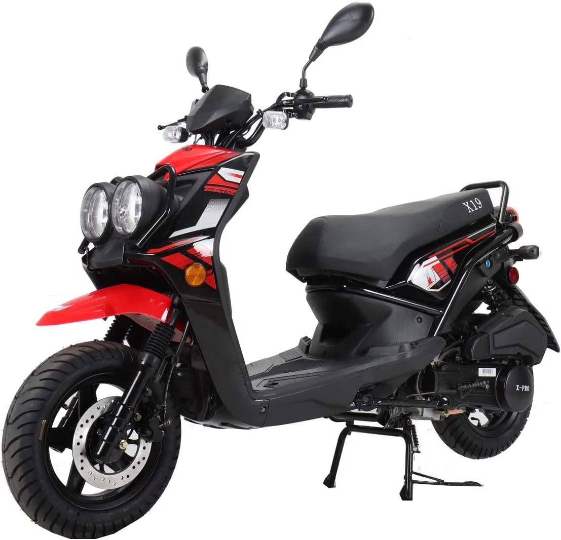 X-Pro Brand New 150cc Gas Moped Motorcycle, 12" Aluminum Wheels Electric/Kick Start Dual Headlights