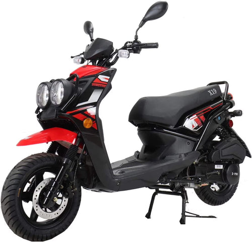 X-Pro Brand New 150cc Gas Moped Motorcycle, 12" Aluminum Wheels Electric/Kick Start Dual Headlights