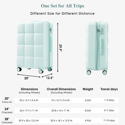 3 Piece Luggage Set , 20/24/28 inches Suitcase Set , ABS Hardshell Expandable Luggage Sets with TSA Lock,20-inch with USB Port, Carry On Luggage for Men Women, Pink