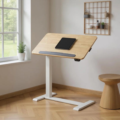 Homy Casa Adjustable Height Lap Desk, Mobile Work Table for Bedside or Sofa, White