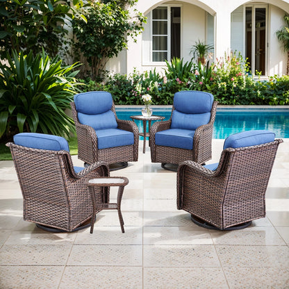 Bellefurn Luxury Outdoor Patio Furniture Set,Swivel Rocker Patio Chairs with 6-inch Thick Cushion,Patio Sofa and Glass Coffee Table,Outdoor Conversation Set for Porch, Deck, Yard