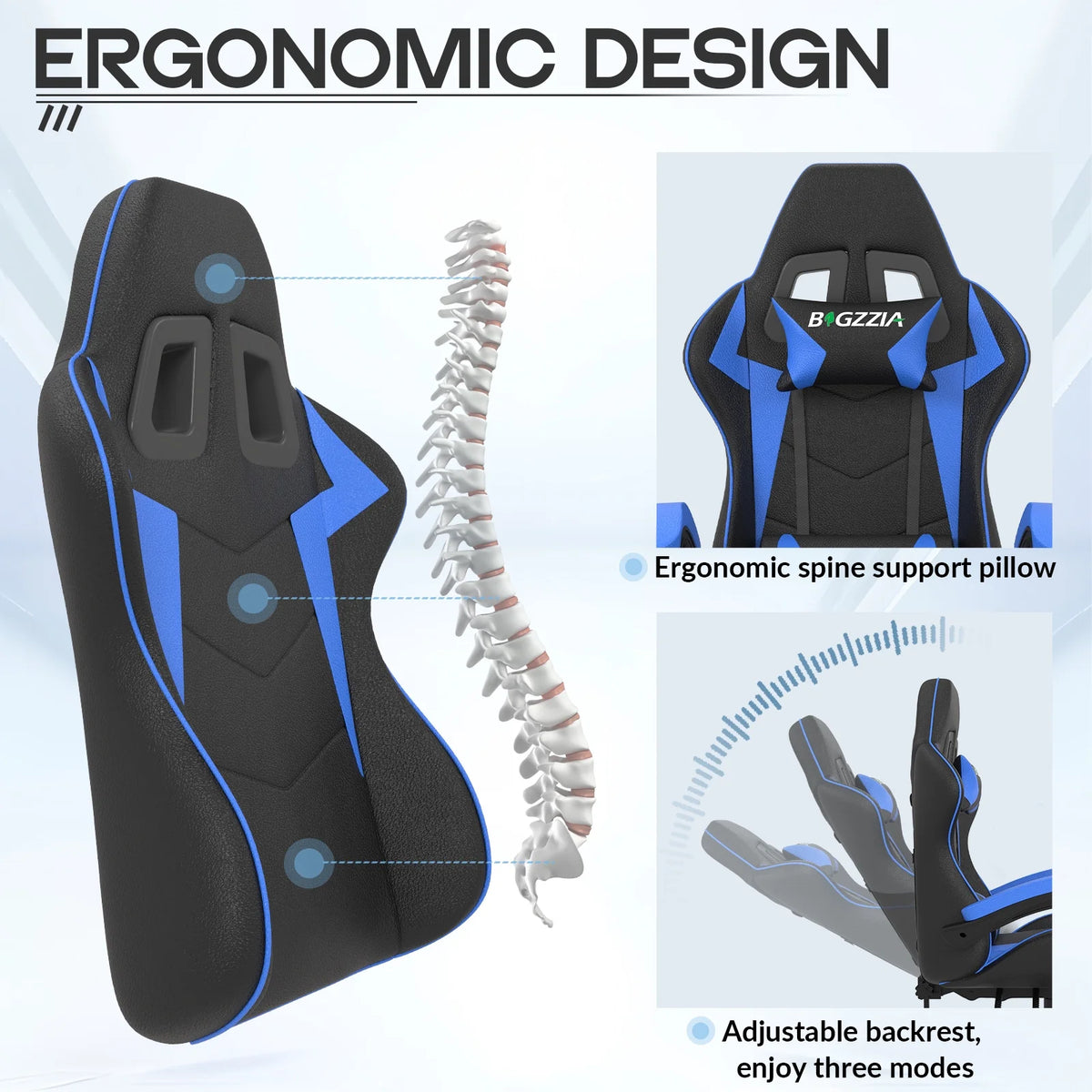 Bigzzia Gaming Chair with Footrest, Gaming Chair for Adult with Headrest and Lumbar Support,Red