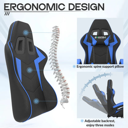 Bigzzia Gaming Chair with Footrest, Gaming Chair for Adult with Headrest and Lumbar Support,Red