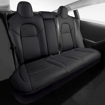 AOMSAZTO Car Seat Cover for Tesla Model Y 2023 2024 - Full Set Customized Faux Leather Seat Covers (Black,5 Seater)