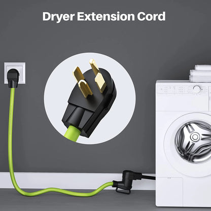GearIT 125/250-Volt 4-Prong Male to Female 30 Amp Extension Cord for Dryer and Level 2 EV Charger, Green 50 ft.