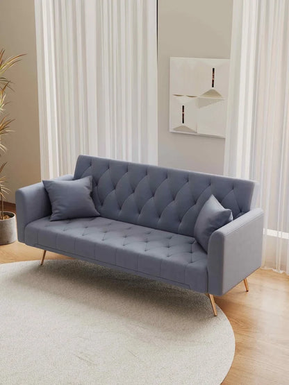 FFH Modern Corduroy Futon Sofa Bed with Adjustable Backrest,Convertible Loveseat Sleeper,Soft Couch with Drop-Down Table and Cup Holder for Living room,Pink