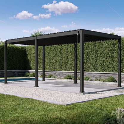 Mirador 10'x 10' 111S Outdoor Aluminum Pergola w/ Adjustable Rainproof Louver for Garden, Patio, Backyard, Takasho/Wood Grain
