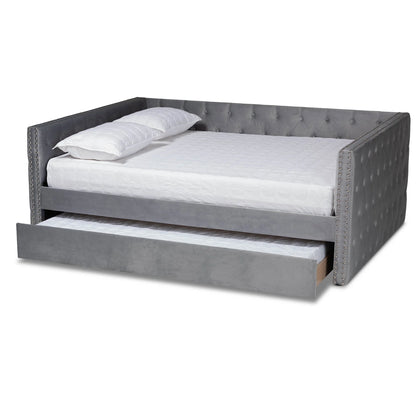 Baxton Studio Larkin Contemporary Upholstered with Trundle Daybed, Full, Grey