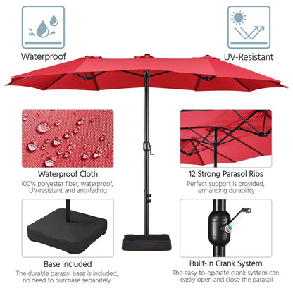 Topeakmart 13ft Patio Parasol Canopy with Crank, Tan