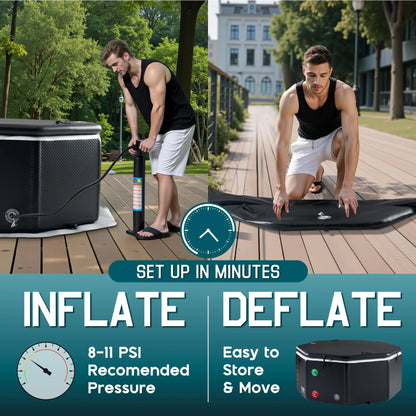 Jocisland Inflatable Cold Plunge Tub for Athletes, Ice Bath Tub with Insulated Lid Non-Slip Mat, Water Chiller Compatible, Portable for Outdoor & Indoor Recovery, 150 Gal, 59"L x 32"W x 28"H