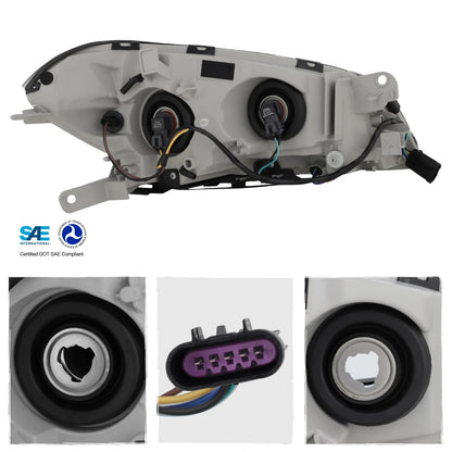 AKKON - Fits 2008-2012 Chevy Malibu LED Light Tube Headlights Head Lamps- Black Housing Assembly