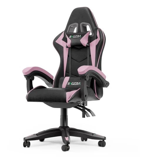 Bigzzia Gaming Chair Office Chair, Ergonomic Game Chair with Headrest & Lumbar Pillow, Black
