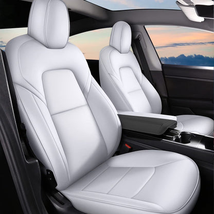 AOMSAZTO Car Seat Cover for Tesla Model Y 2023 2024 - Full Set Customized Faux Leather Seat Covers (Black,5 Seater)