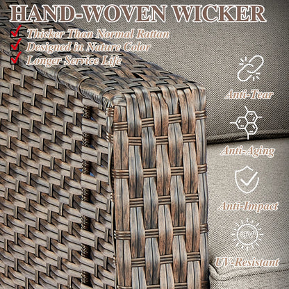Bellefurn Outdoor Wicker Patio Chairs Set of 2 with Side Table,All-Weather Wicker Rattan Chairs Patio Furniture Chairs for Porch Balcony Backyard Yard Deck