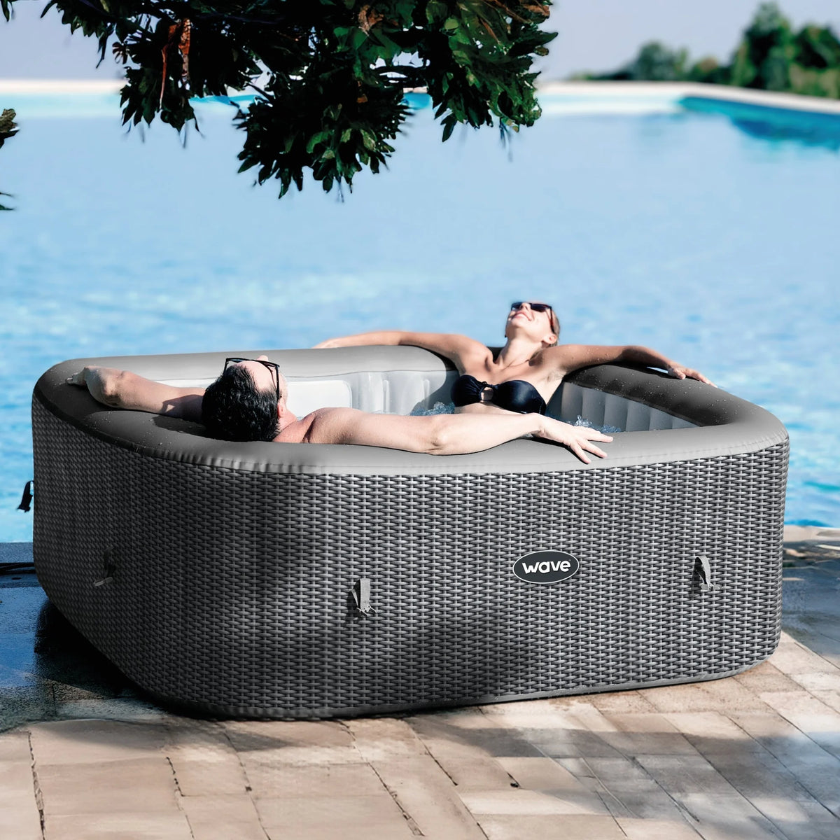 Wave Pacific | 6-Person Inflatable Hot Tub | EnergySave Bundle | Dark Gray