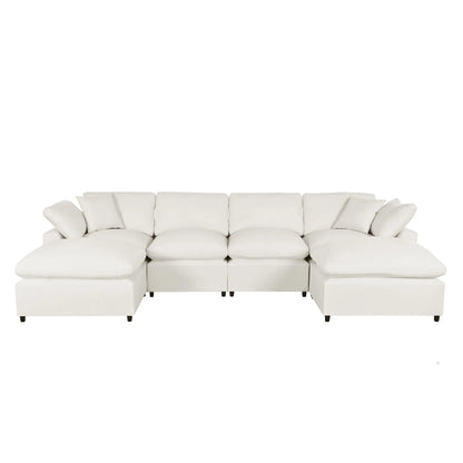 Harper & Bright Designs Convertible Modular Sectional Sofa with 2 Removable Ottomans & Pillows, Large U Shape Cloud Couch with Reversible Chaise for Living Room, Grey