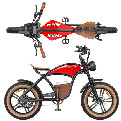 Hidoes B10 Electric Mountain Bike for Men/Woman 1000W Adult Electric Bicycle 20" Fat Tire Off Road E-bike with Removable Battery up to 28 mph,Free Shipping, Red