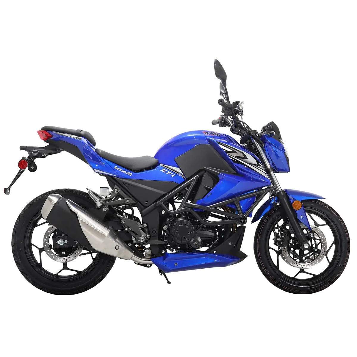 X-Pro Hurricane 250 Electronic Fuel Injection Gas Motorcycle with 6-Speed Manual Transmission, Electric Start! 17" Wheels! Assembled In Crate!