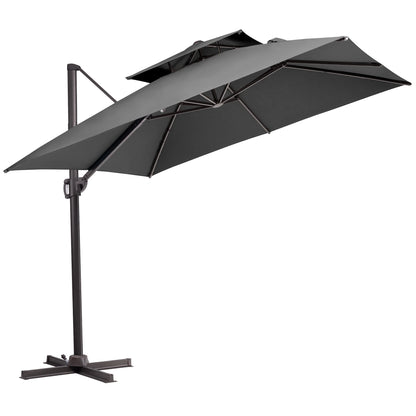 Pellebant 10 ft. x 10 ft. Square Double Top Patio Cantilever Umbrella, Navy Blue