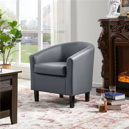 Yaheetech Faux Leather Accent Arm Chair For Living Room, Black