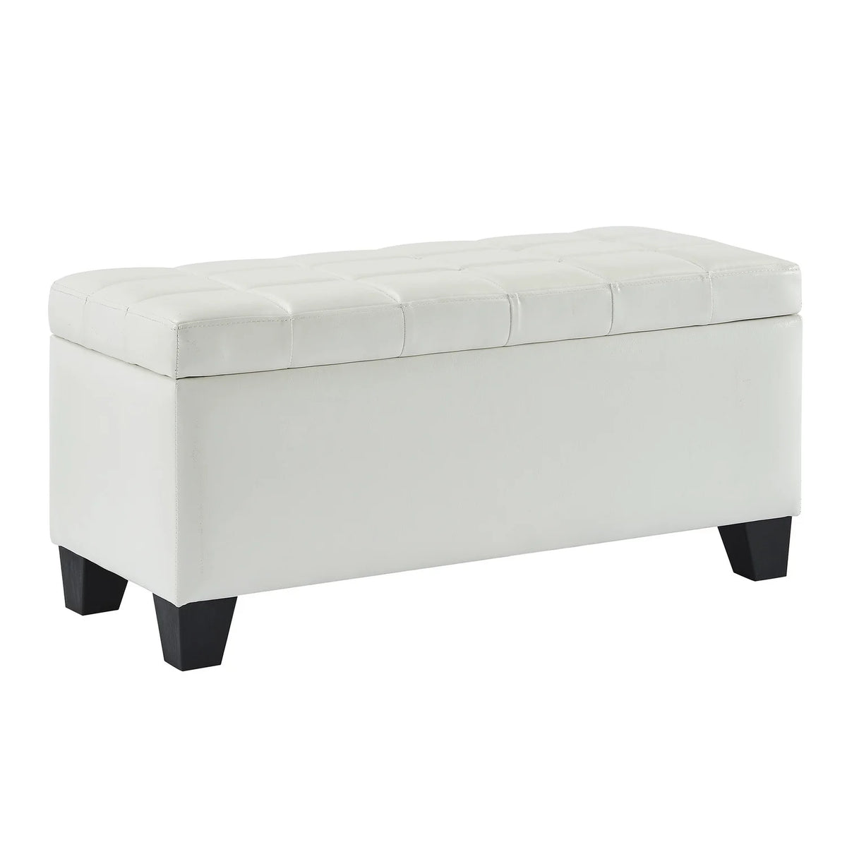 Modern Faux Leather Rectangular Storage Ottoman Bench White