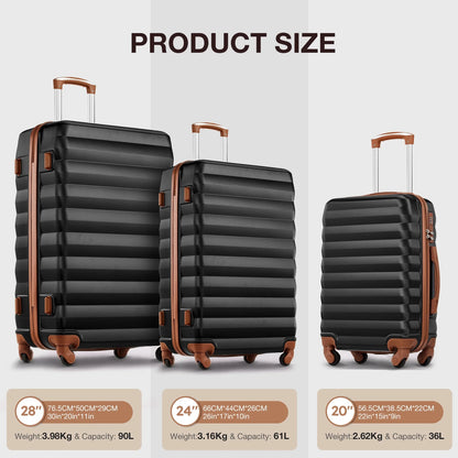3 Piece Luggage Sets with 6 PC Organize Bags Lightweight Suitcases with Spinner Wheels, Pink
