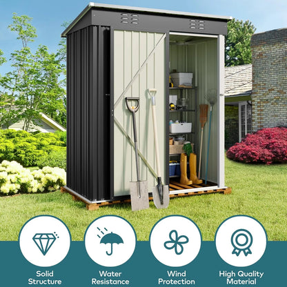 5'x3' Outdoor Storage Shed, Lofka Metal Storage Tool Shed with Single Lockable Door, for Bike| Garden Tools| Patio, Grey