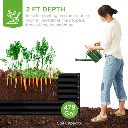 Best Choice Products 8x4x2ft Outdoor Metal Raised Garden Bed, Planter Box for Vegetables, Flowers, Herbs - Gray