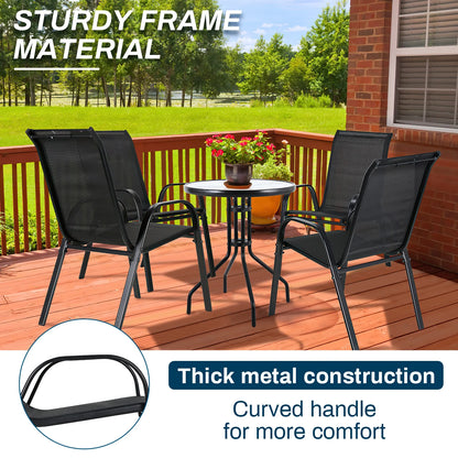 LAZY BUDDY Patio Chairs Set of 4, Stackable Outdoor Dining Chairs, Heavy Duty Breathable Chairs for Backyard, Garden, Lawn 330lbs
