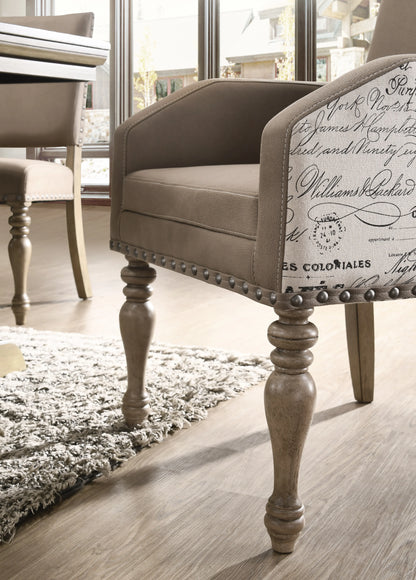 Roundhill Furniture 9-Piece Extendable Table with Nailhead Armchairs Dining Set, Driftwood