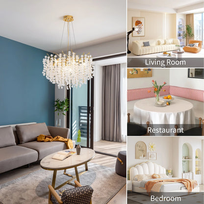 Modern Tree Branch Chandelier,Round Luxury Chandeliers for Dining Room,High Ceiling Chandelier Light Fixture Hanging Pendant Light Fixtures