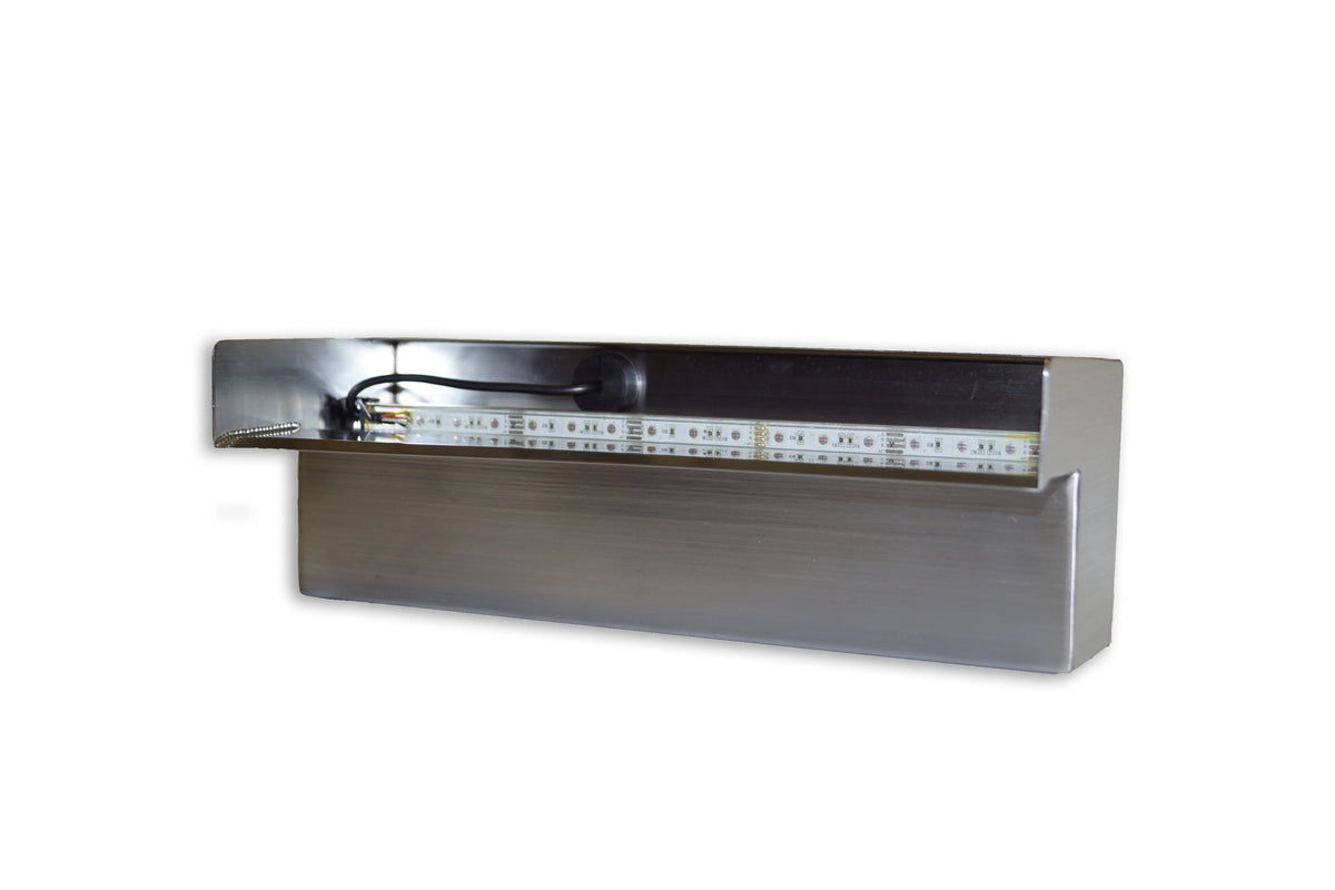 Half Off Ponds Steel Elegance Stainless Steel Spillway, 24 in., 304 SS, 1.5 in. Back Inlet, for Wet Walls & Formal Falls