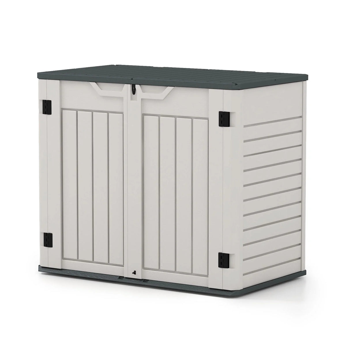 Patiowell 260 Gallon Outdoor Horizontal Storage Sheds, All-Weather Resin Tool Shed with Lockable Multi-Opening Door, Outdoor Storage Box for Trash Cans, Tools and Bicycles