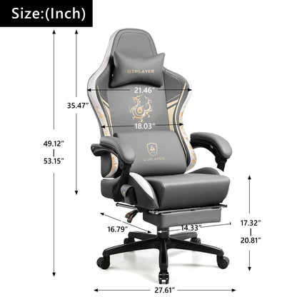 GTPLAYER Gaming Chair with Bluetooth Speakers and Footrest Office Desk Chair, Blue