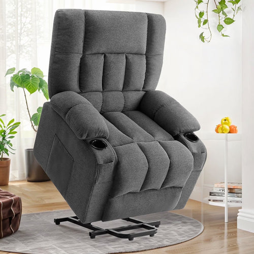 Recline Chair, 21.6"W Oversize Accent Armchair with Storage Bag, Modern Chair for Living Room, Bedroom, Gray