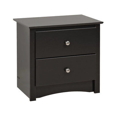 Prepac Sonoma Modern 2 Drawer Bedroom Nightstand, Black