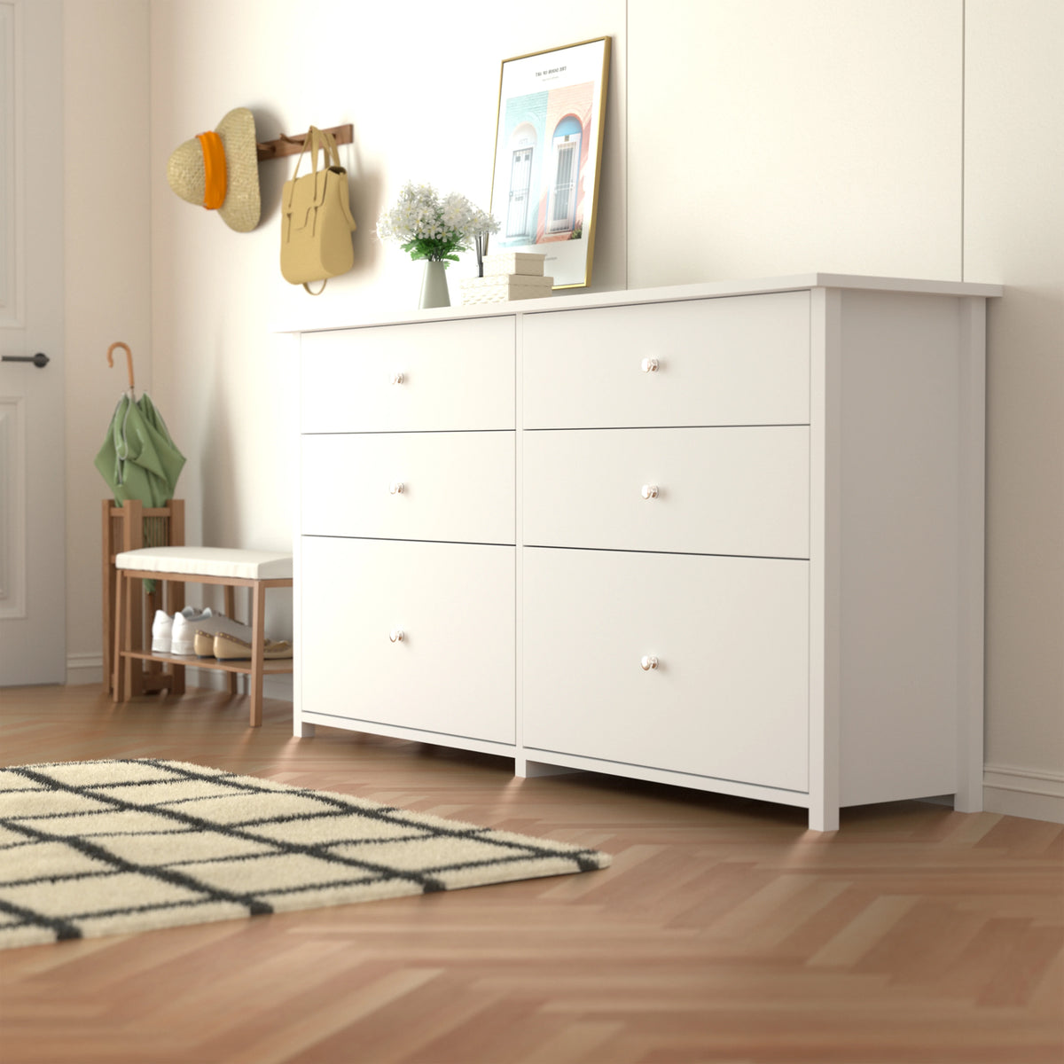 VEIKOUS Oversized 5-Drawer Dresser Chest, Large Storage Dresser for Bedroom Storage, Oak